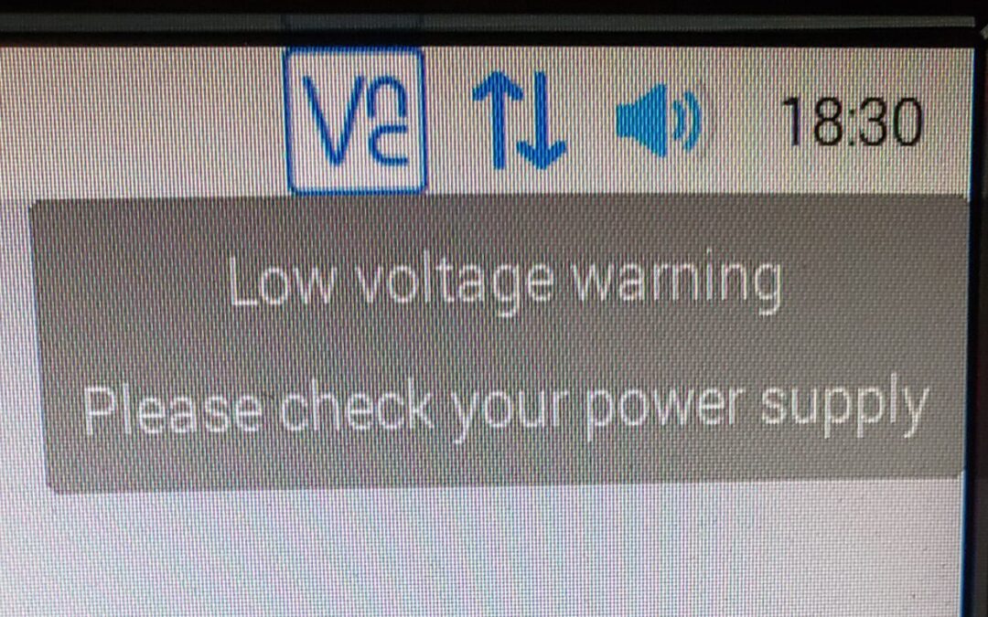 “Low Voltage Warning” Raspberry Pi computer